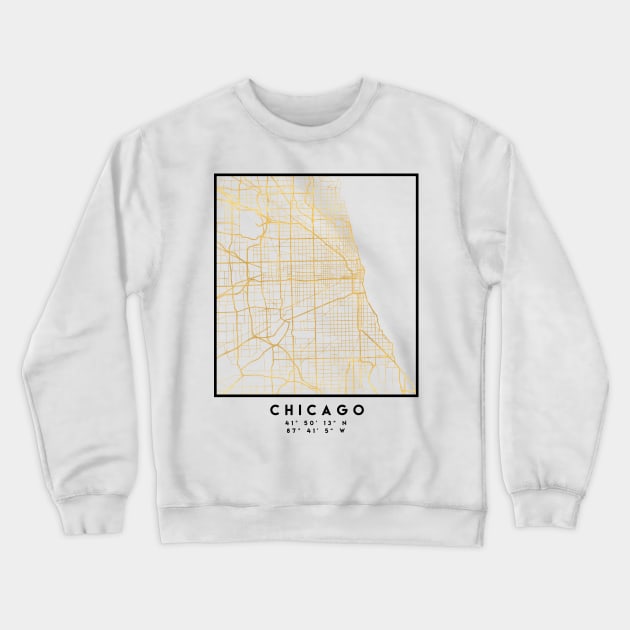 CHICAGO ILLINOIS CITY STREET MAP ART Crewneck Sweatshirt by deificusArt